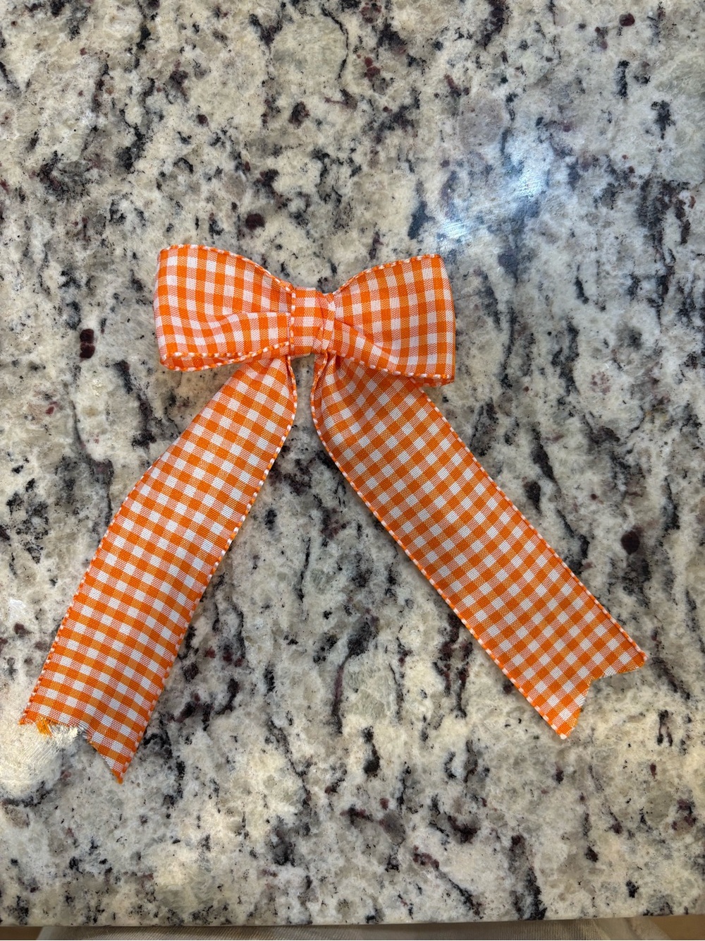 Orange Gingham Kids Hair Bow Clip